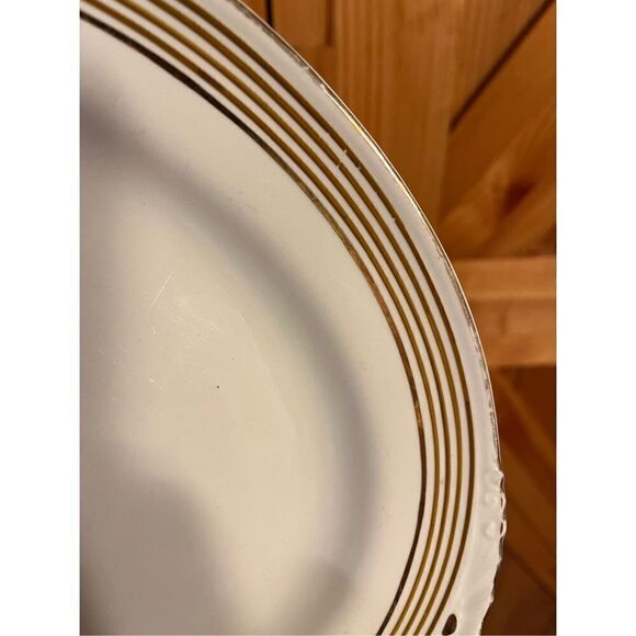 Homer Laughlin Eggshell Nautilus Platter Platinum striped - Picture 6 of 12